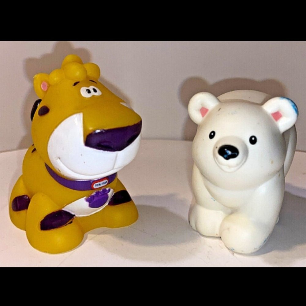(2) Little Tikes Zoo Train Yellow Tiger Purple Stripes Fisher Price Polar Bear